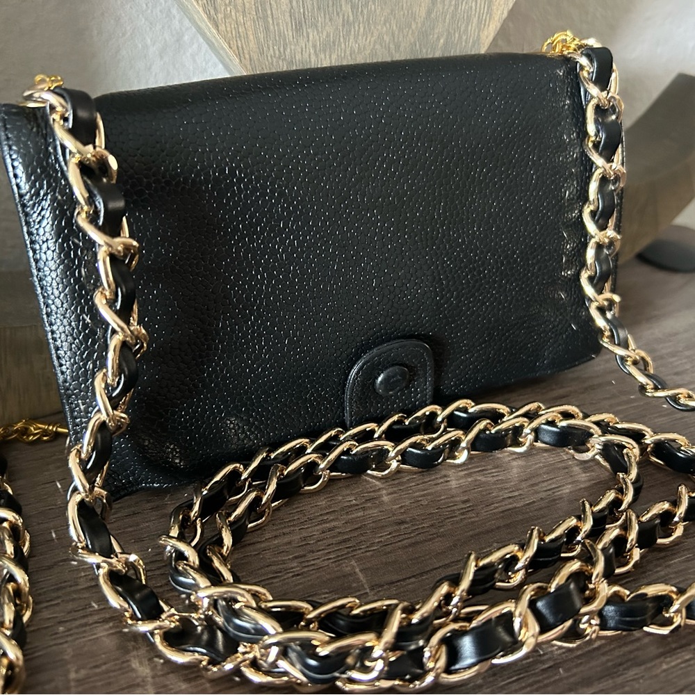 🖤Vintage Chanel Timeless Clutch Wallet on a Chain 2way Wristlet Crossbody Revamp - Picture 7 of 17